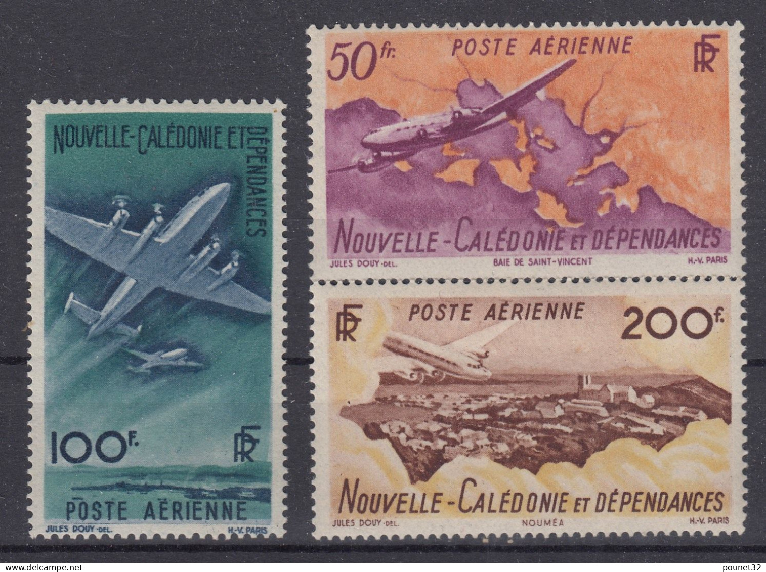 NLLE CALEDONIE POSTE AERIENNE SERIE N° 61/63 NEUVE * GOMME TRACE DE CHARNIERE - Unused Stamps