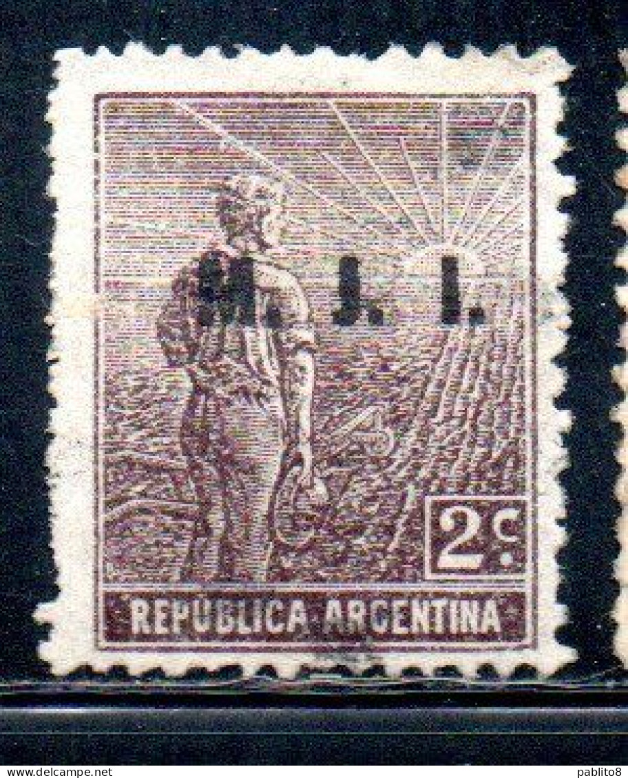 ARGENTINA 1912 1914 OFFICIAL DEPARTMENT STAMP  OVERPRINTED M.J.I.MINISTRY JUSTICE INSTRUCTION MJI 2c USED USADO - Dienstmarken