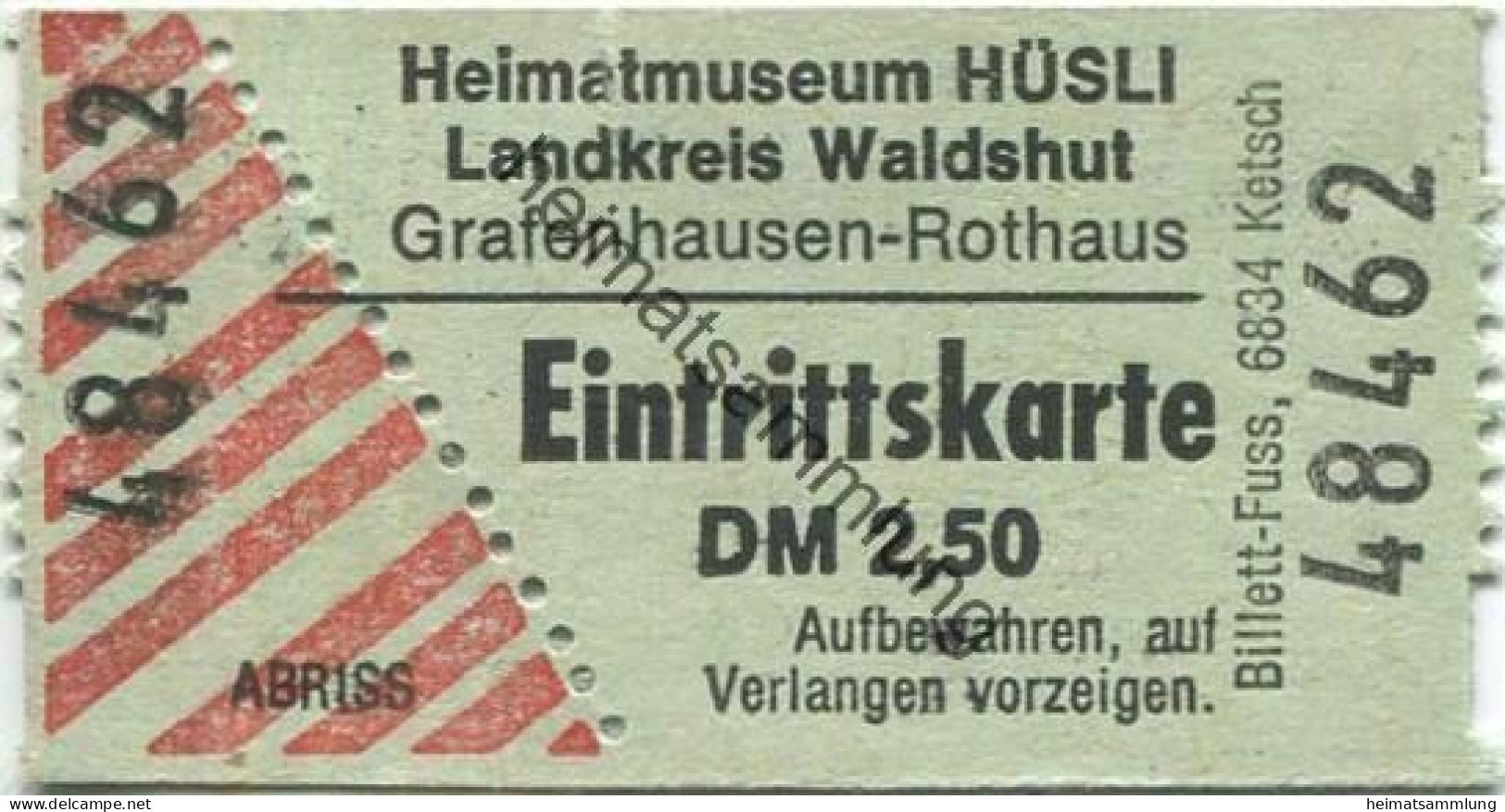Deutschland - Grafenhausen-Rothaus - Heimatmuseum Hüsli - Eintrittskarte - Eintrittskarten