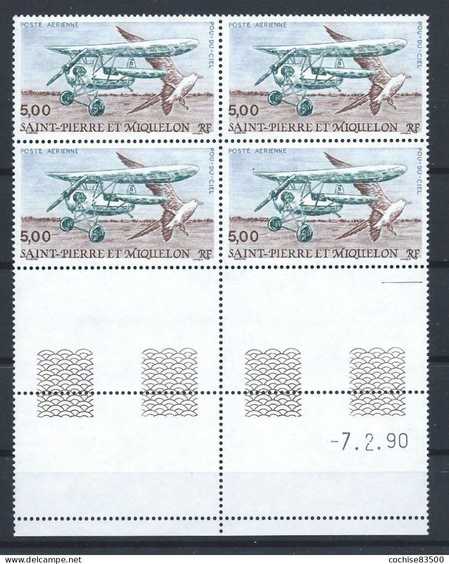 St Pierre Et Miquelon PA N°69** (MNH) 1990 - Avion Et Oiseaux - Coin Daté - Nuevos