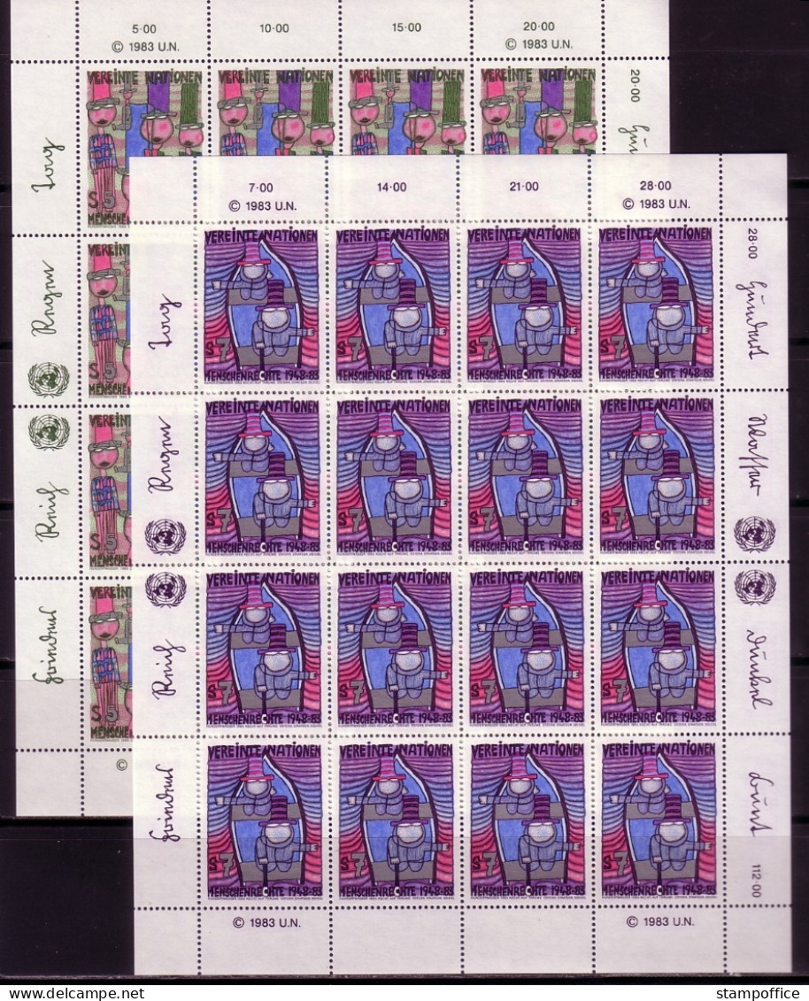 UNO Wien Hundertwasser Briefmarken 1983 10 X Kleinbogensatz MI-NR. 36-37 POSTFRISCH(MINT) - Modern