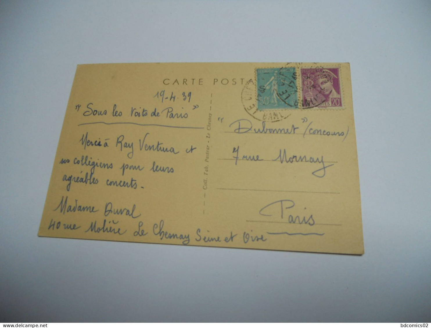 DEP 78 YVELINES CARTE ANCIENNE EN N/BL (marron) DE 1939 LE CHESNAY  L'EGLISE SAINT ANTOINE DE PADOUE EDIT PASTEUR///CONC - Le Chesnay