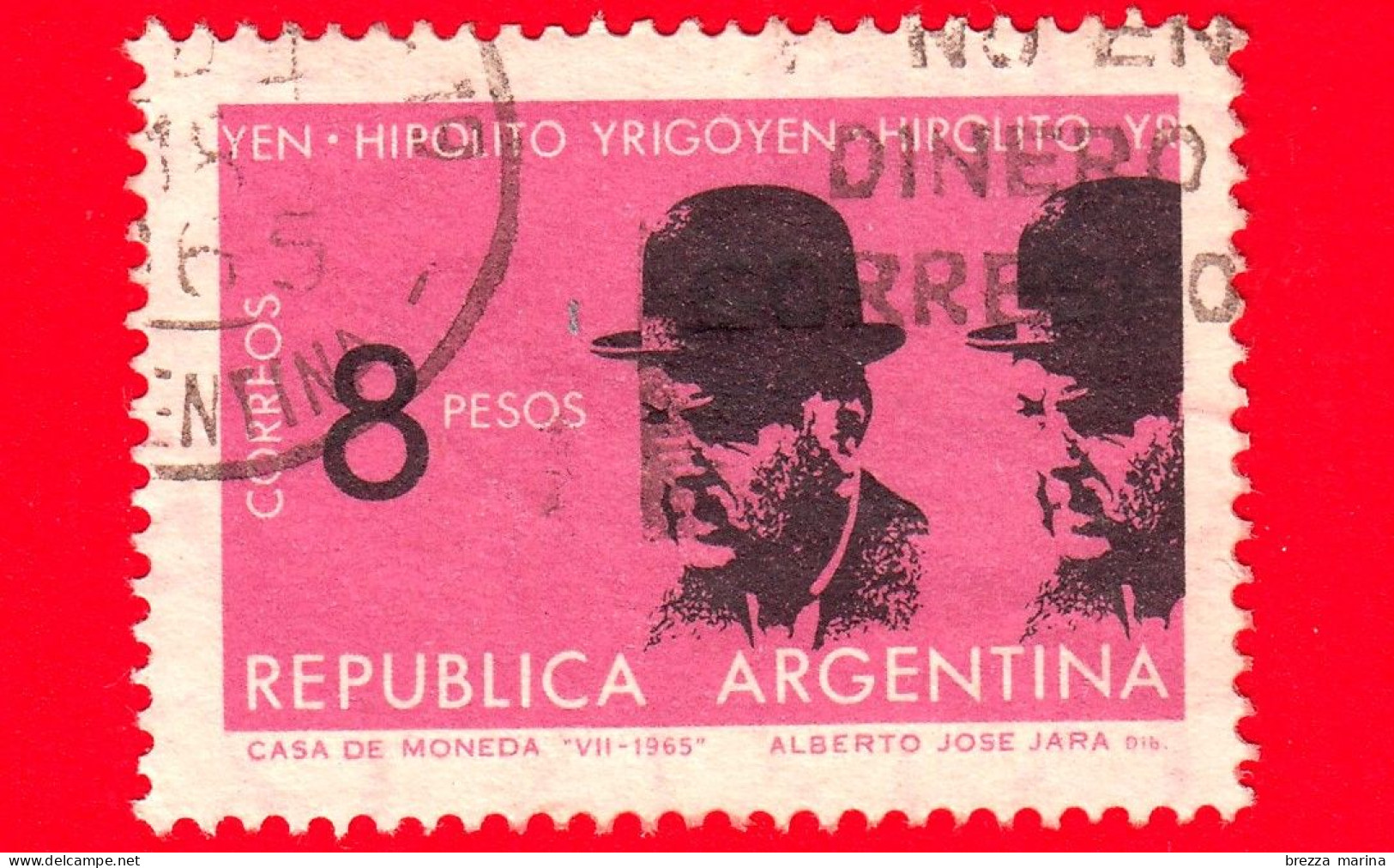 ARGENTINA - Usato - 1965 - Hipólito Yrigoyen (1852-1933) - 8 - Oblitérés