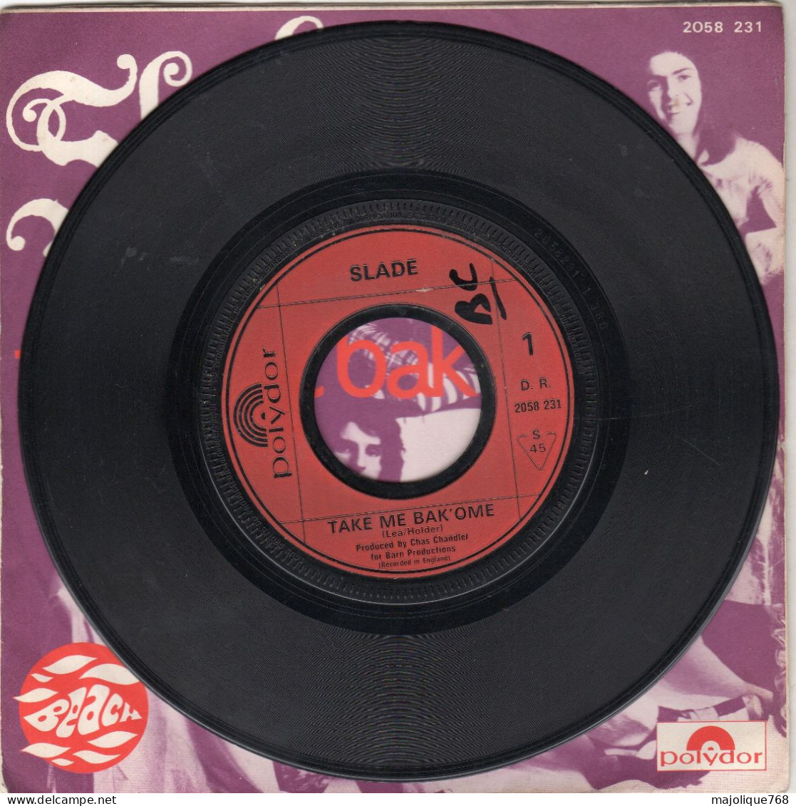 Disque De Slade - Take Me Bak'ome - Polydor 2058 231 - France 1972 - Rock
