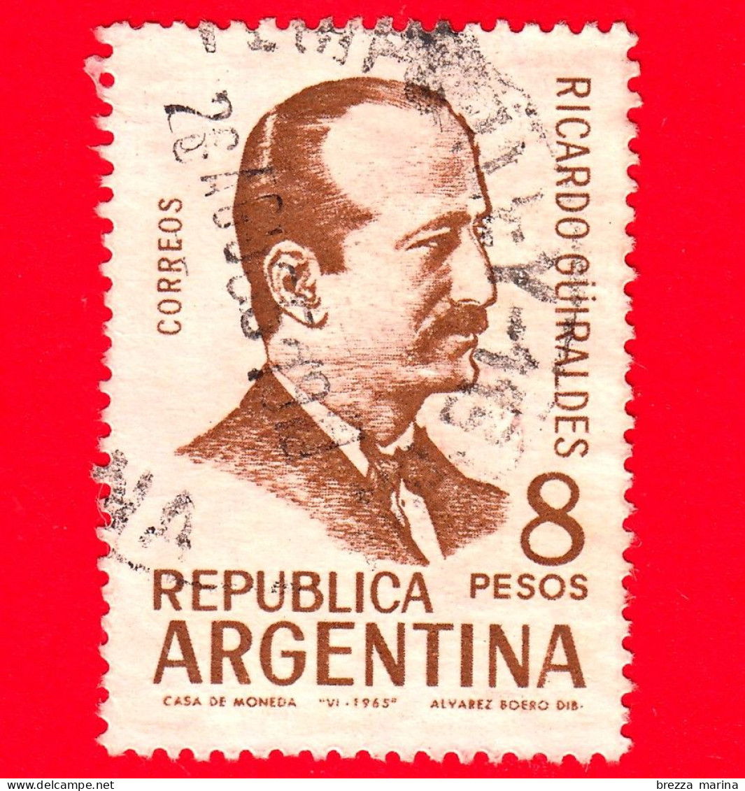 ARGENTINA - Usato - 1965 - Ricardo Güiraldes (1866-1827), Scrittore - 8 - Oblitérés