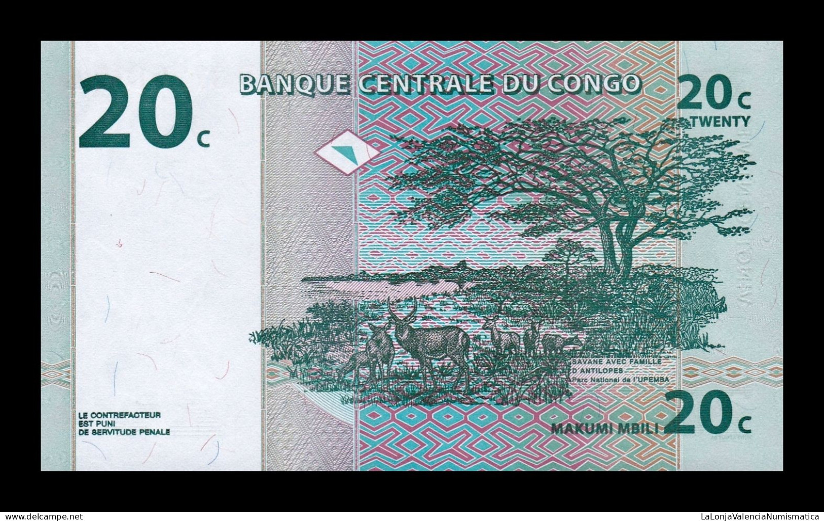 Congo República Democrática 20 Centimes 1997 Pick 83 Sc- AUnc - República Democrática Del Congo & Zaire