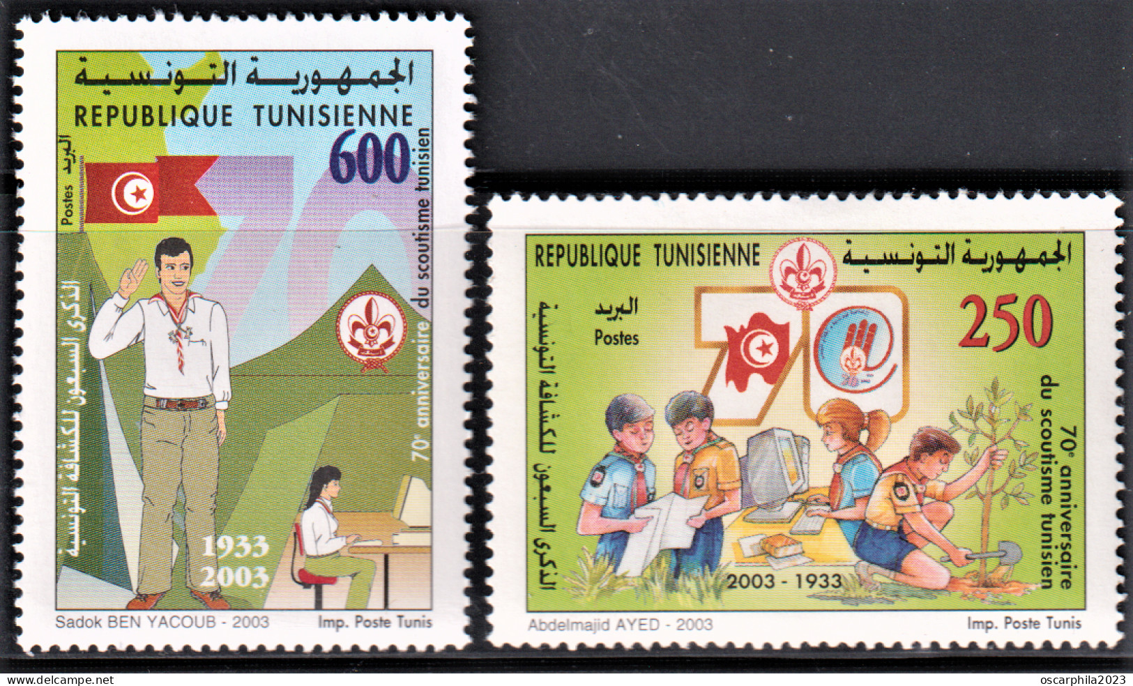 2003-Tunisie / Y&T 1478 -1479 - 70ème Anniversaire Du Scoutisme Tunisien - Série Complète 2V/ MNH***** - Tunesien (1956-...)