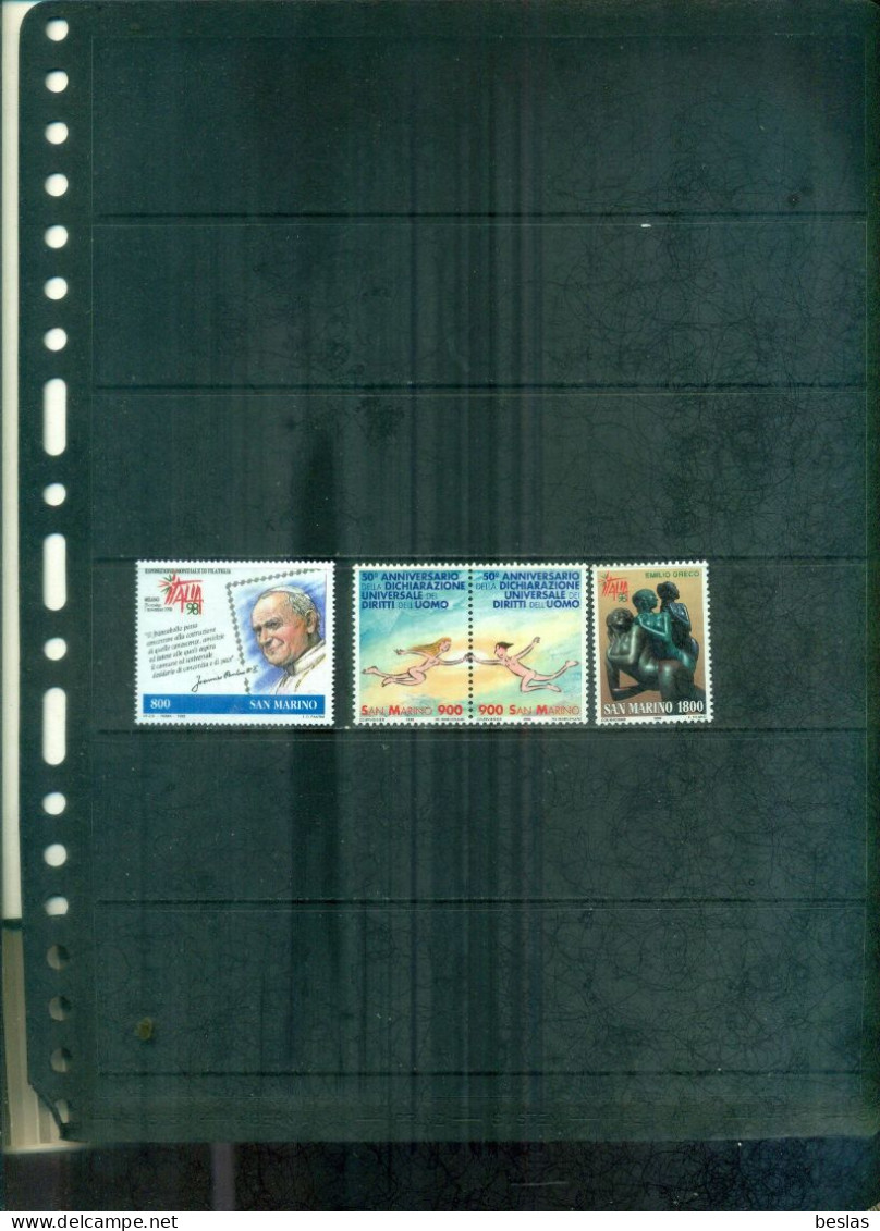 SAN MARINO ITALIA 98 - DROITS DE L'HOMME 4 VAL NEUFS A PARTIR DE 1 EURO - Unused Stamps