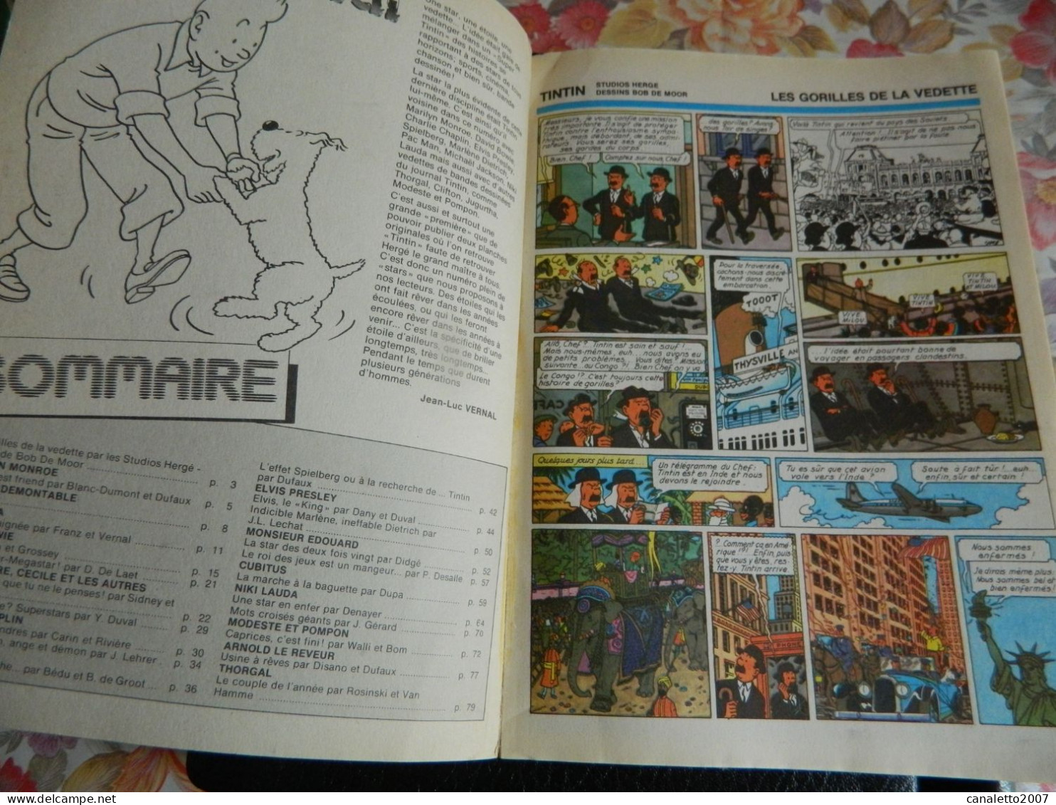 TINTIN +HERGE:SUPER TINTIN N° 28 TINTIN  SUPER STAR-1985 -82 PAGES  DAVID BOWIE-MARILYNE MONROE ECT... - Hergé