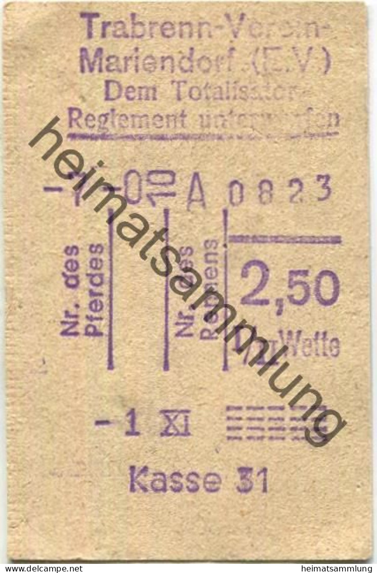 Deutschland - Berlin - Trabrenn-Verein Mariendorf (E.V.) - Wettschein - Tickets D'entrée