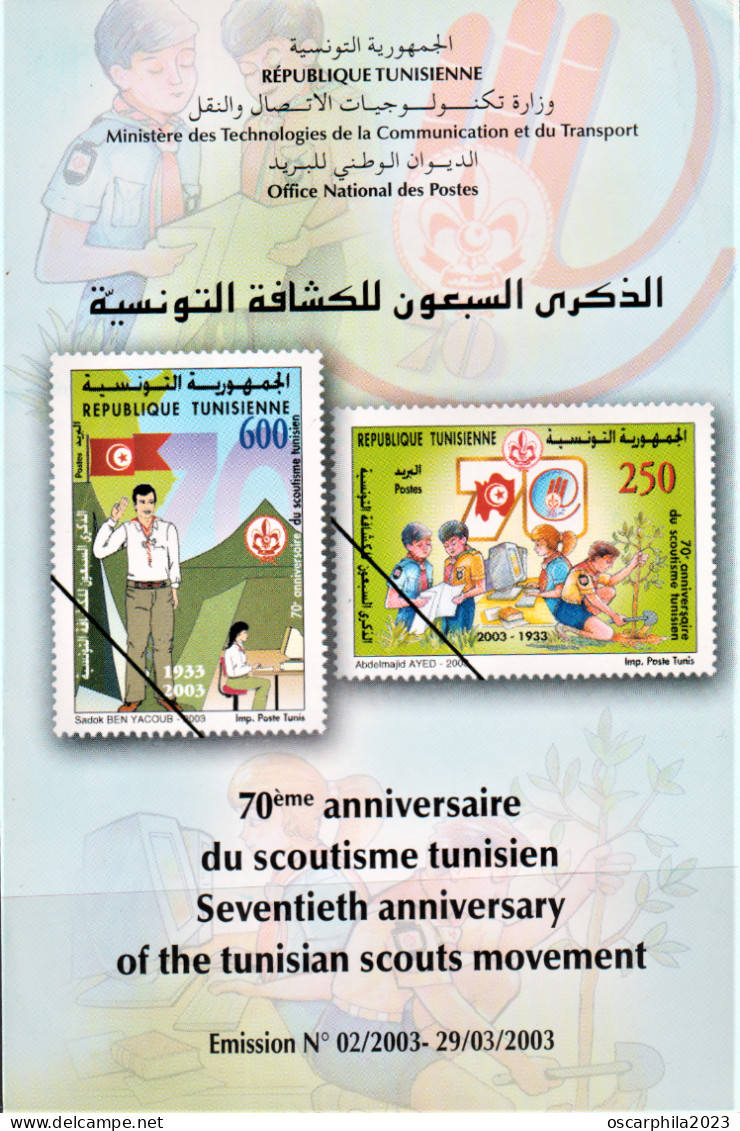 2003-Tunisie / Y&T 1478 -1479 - 70ème Anniversaire Du Scoutisme Tunisien -  Prospectus - Nuevos