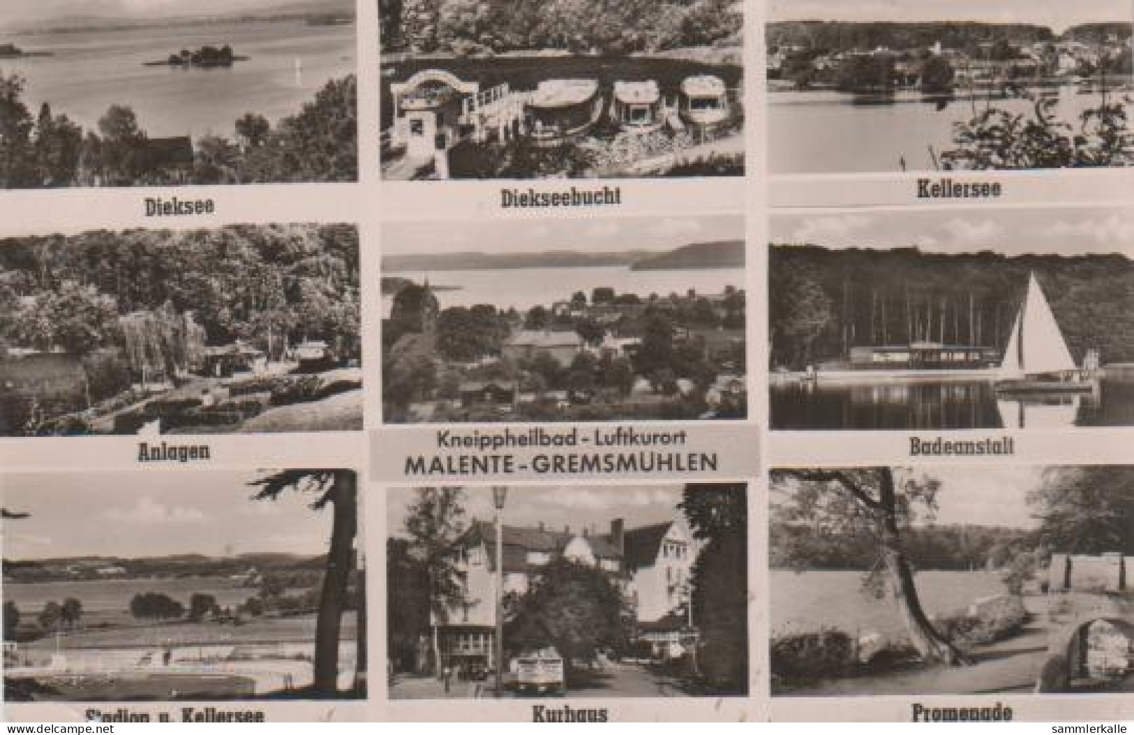 5629 - Malente - Dieksee, Diekseebucht, Kellersee, Badeanstalt, Stadion, Kurhaus, Promenade - 1956 - Malente-Gremsmuehlen