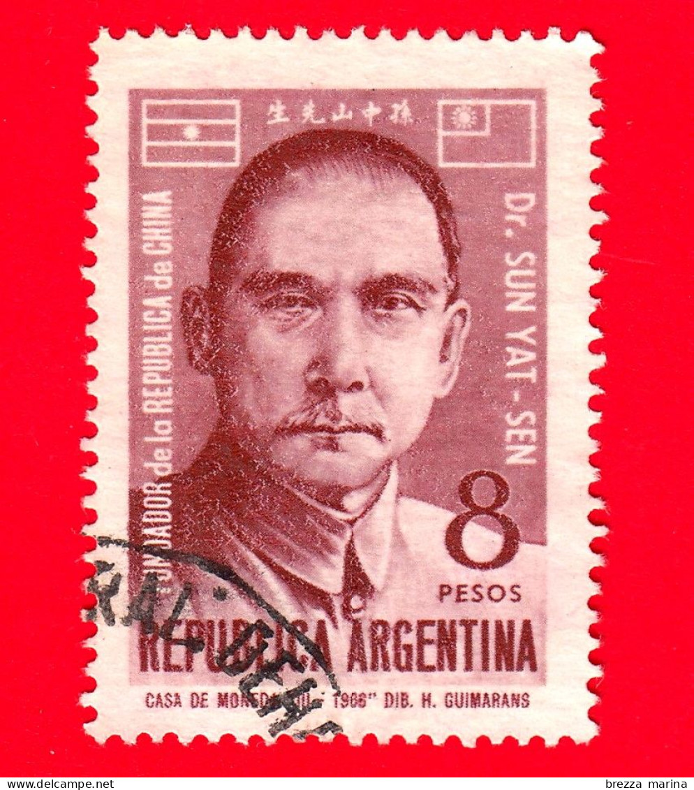 ARGENTINA - Usato - 1966 - Dr. Sun Yat-Sen (1866-1925) - 8 - Used Stamps