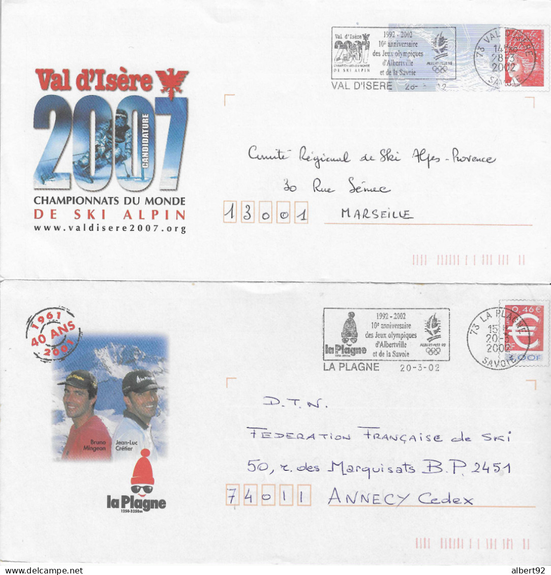 2002 10e Anniversaire Des Jeux Olympiques D'Hiver D'Albertville: Sites  De Val D'Isère Et La Plagne: Entiers-postaux - Winter 1992: Albertville