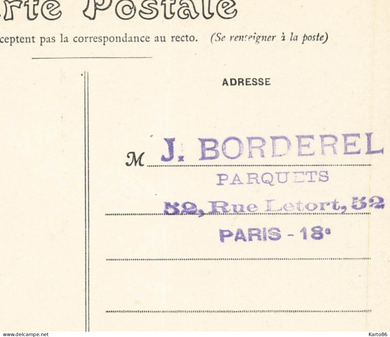 Marchenoir * La Scierie * Logement Des Ouvriers * Métier Bois * Au Dos CACHET Parquets J. BORDEREL Paris 18ème - Marchenoir