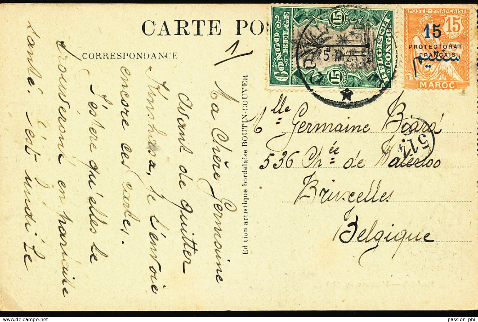 TT BELGIAN CONGO PC FROM COQUILHATVILLE 25.12.23 TO BRUSSELS - Lettres & Documents