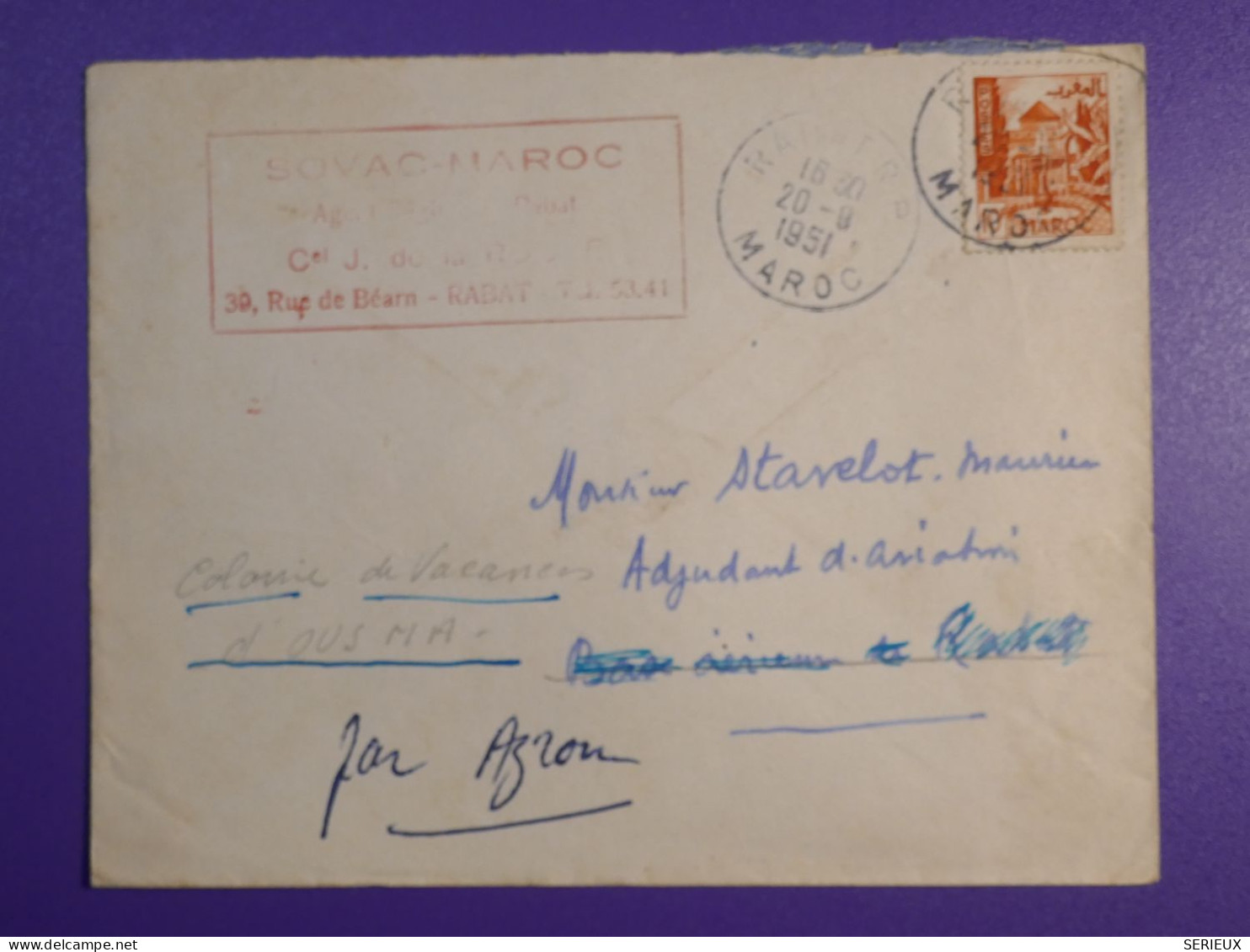 DM 10    MAROC BELLE  CARTE  MAXI 1951   RABAT     +AFF. INTERESSANT +++ - Lettres & Documents