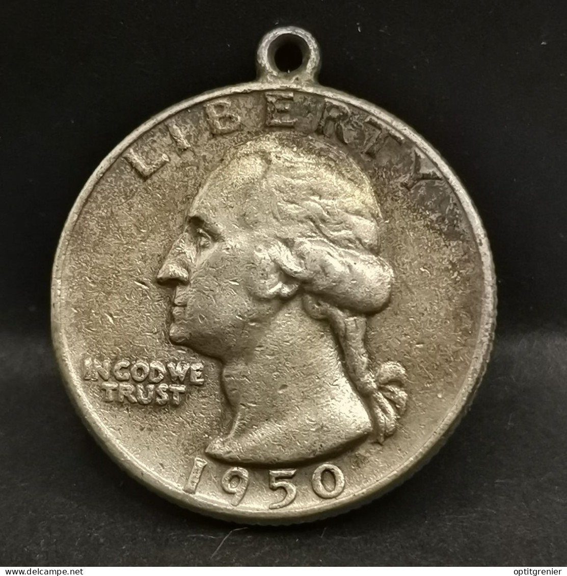 PENDENTIF WASHINGTON QUARTER DOLLAR ARGENT 1950 PHILADELPHIE USA / SILVER 1/4 - 1932-1998: Washington