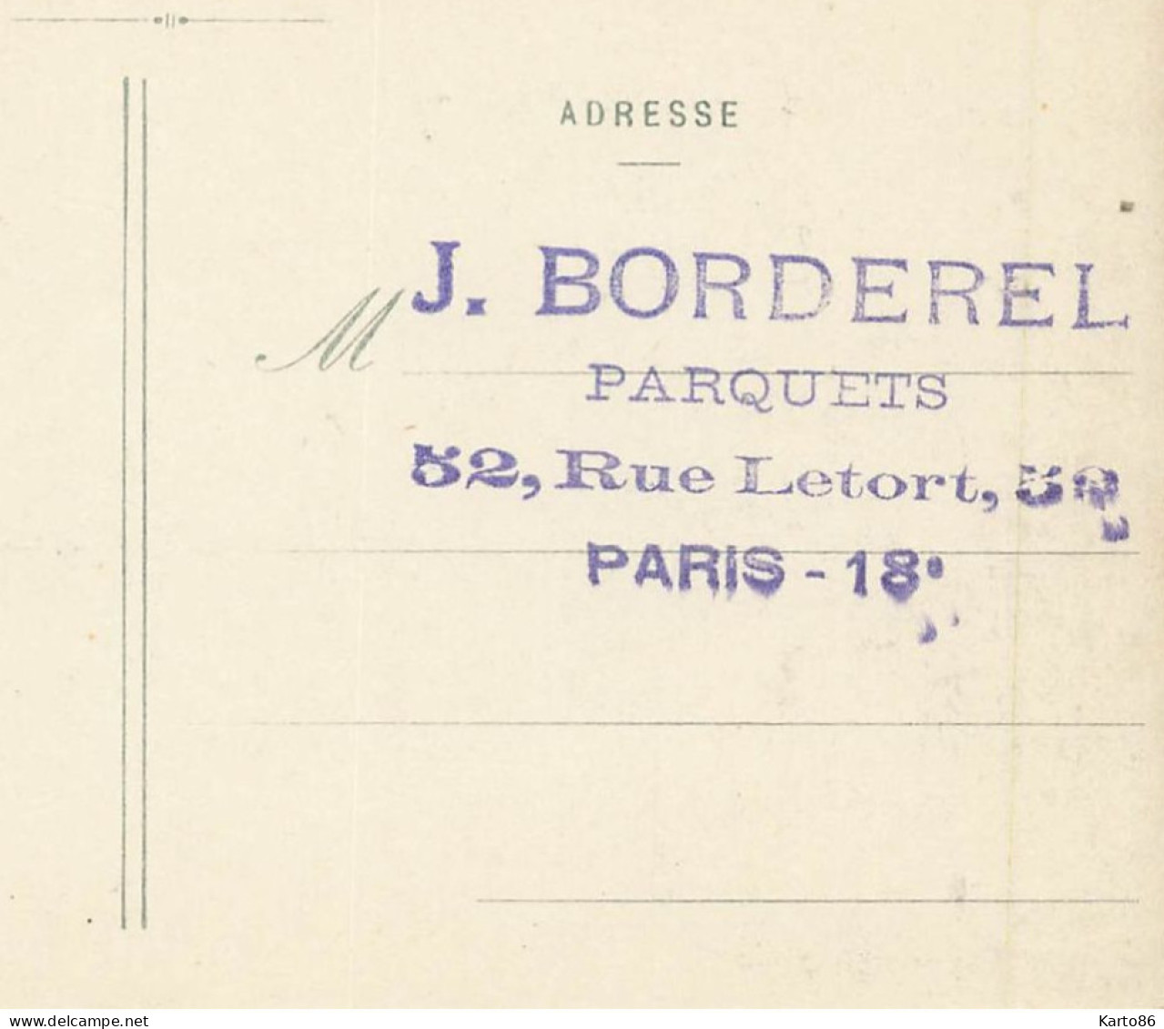 Marchenoir * La Scierie * Route Baron Logement Ouvriers * Métier Bois * Au Dos CACHET Parquets J. BORDEREL Paris 18ème - Marchenoir