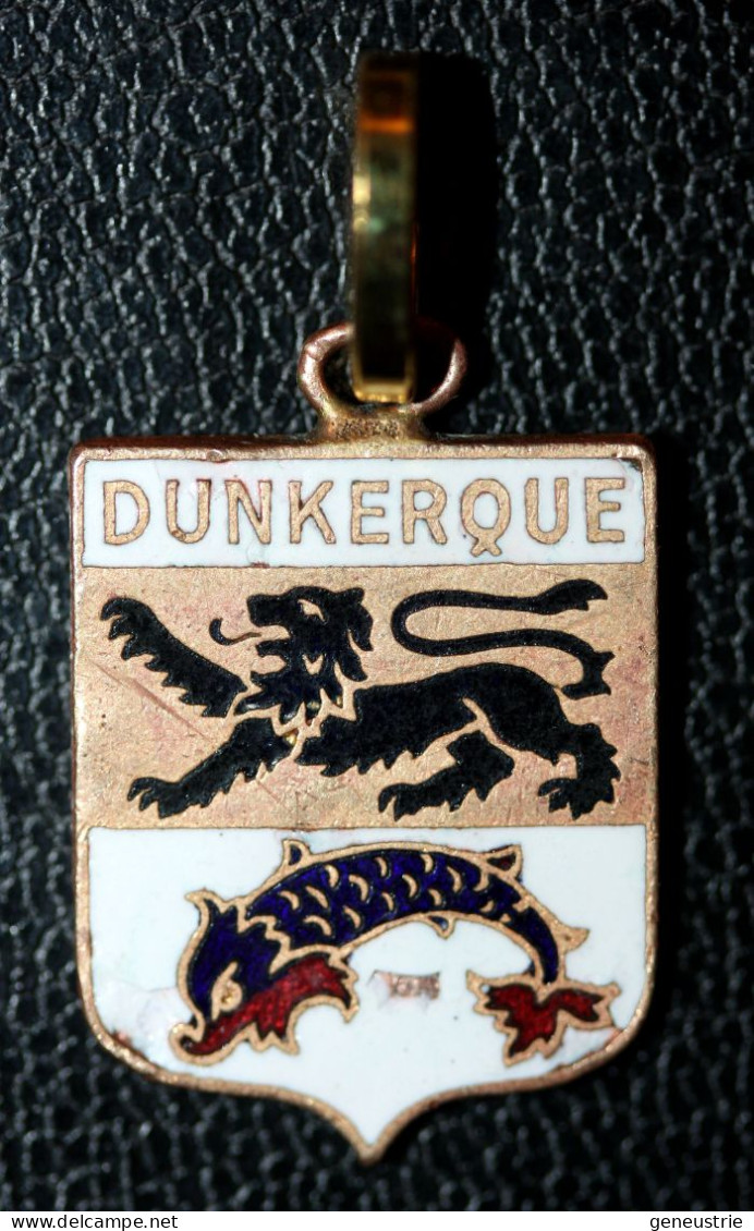 Pendentif Médaille Régionale émaiilée Années 60 Armoiries "Dunkerque" Nord - Pas-de-Calais - Anhänger