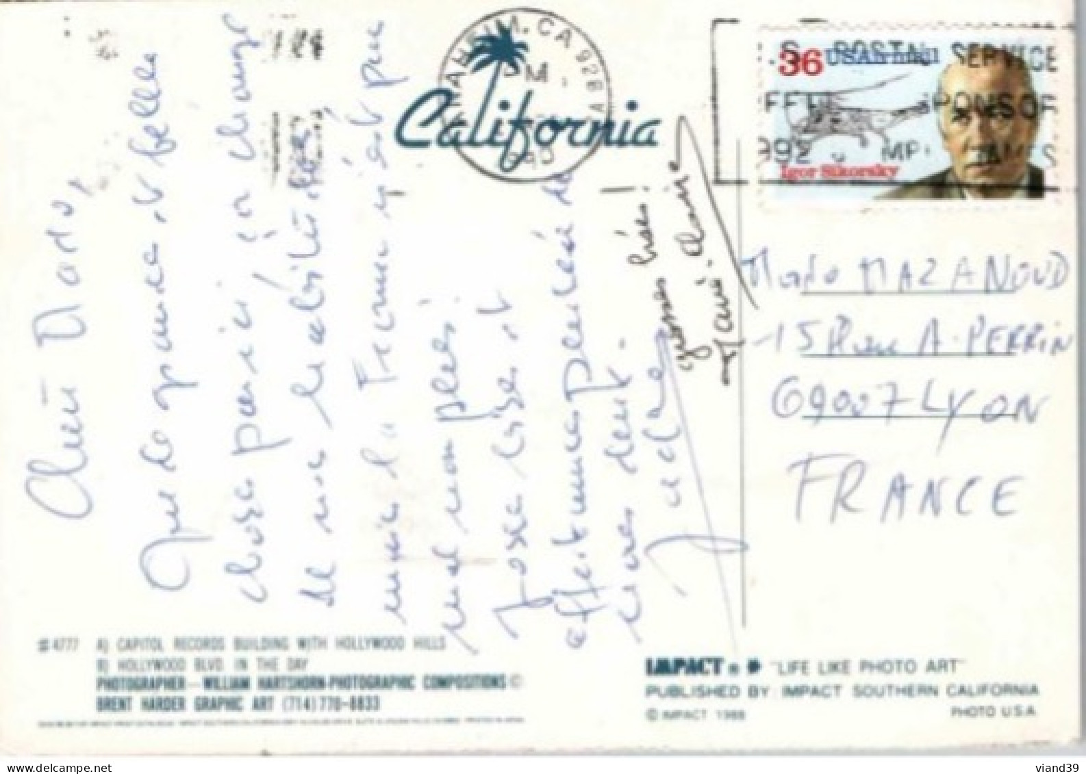 HOLLYWOOD. -  1990.   Timbre. Stamp - Los Angeles