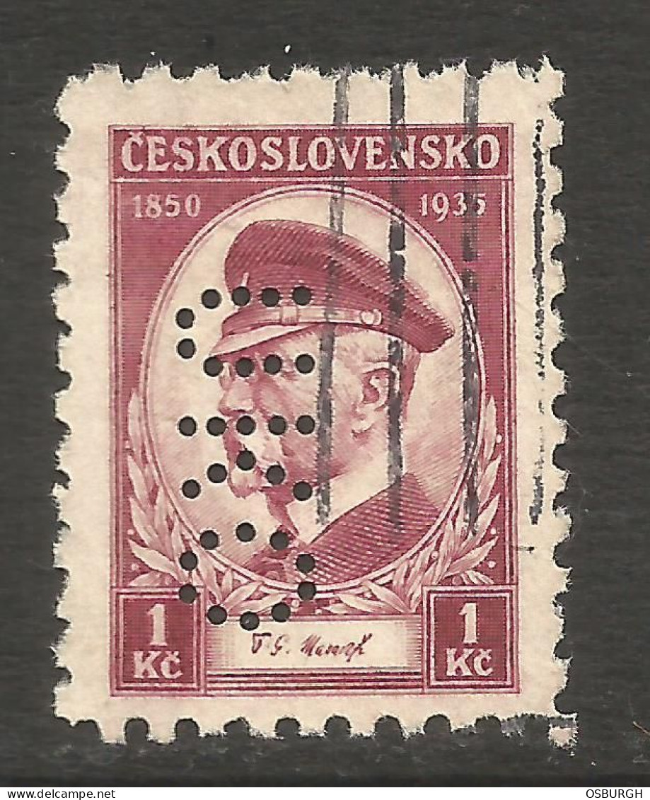 CZECHOSLOVAKIA. 1Kc MASARYK PERFIN UKO. - Gebraucht