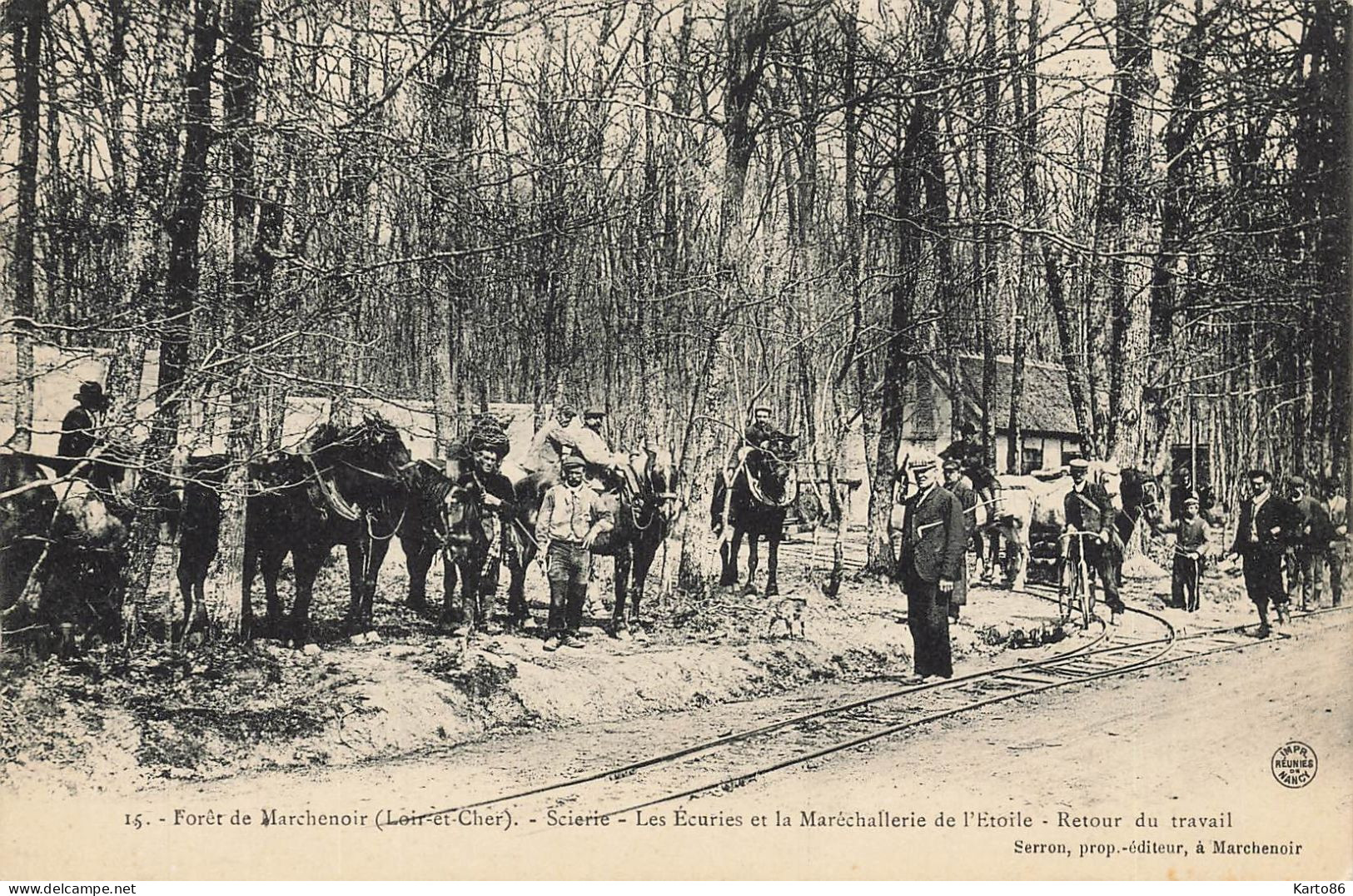 Marchenoir * La Scierie * écurie Maréchallerie étoile * Métier Bois * Au Dos CACHET Parquets J. BORDEREL Paris 18ème - Marchenoir