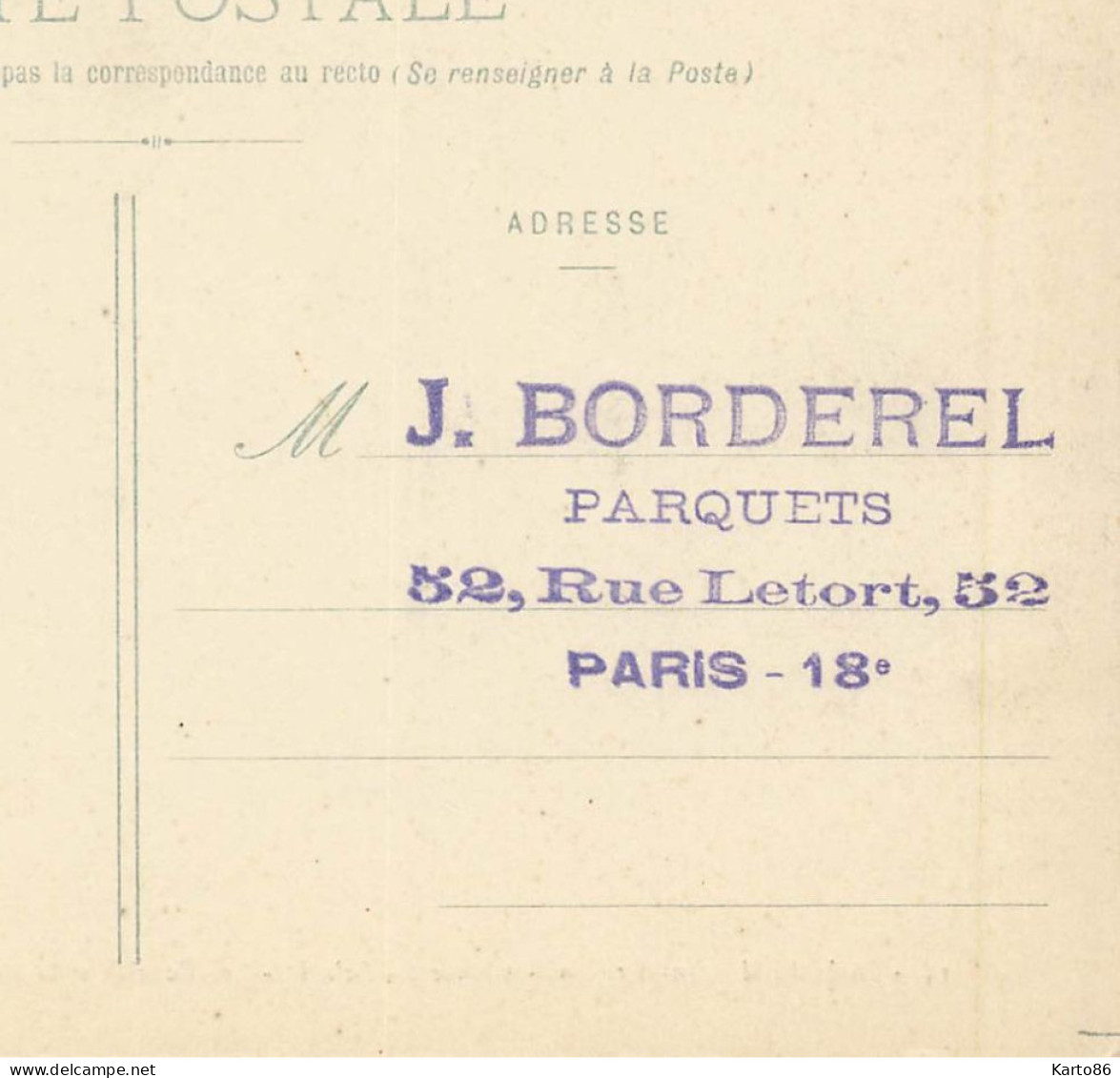 Marchenoir * La Scierie * écurie Maréchallerie étoile * Métier Bois * Au Dos CACHET Parquets J. BORDEREL Paris 18ème - Marchenoir