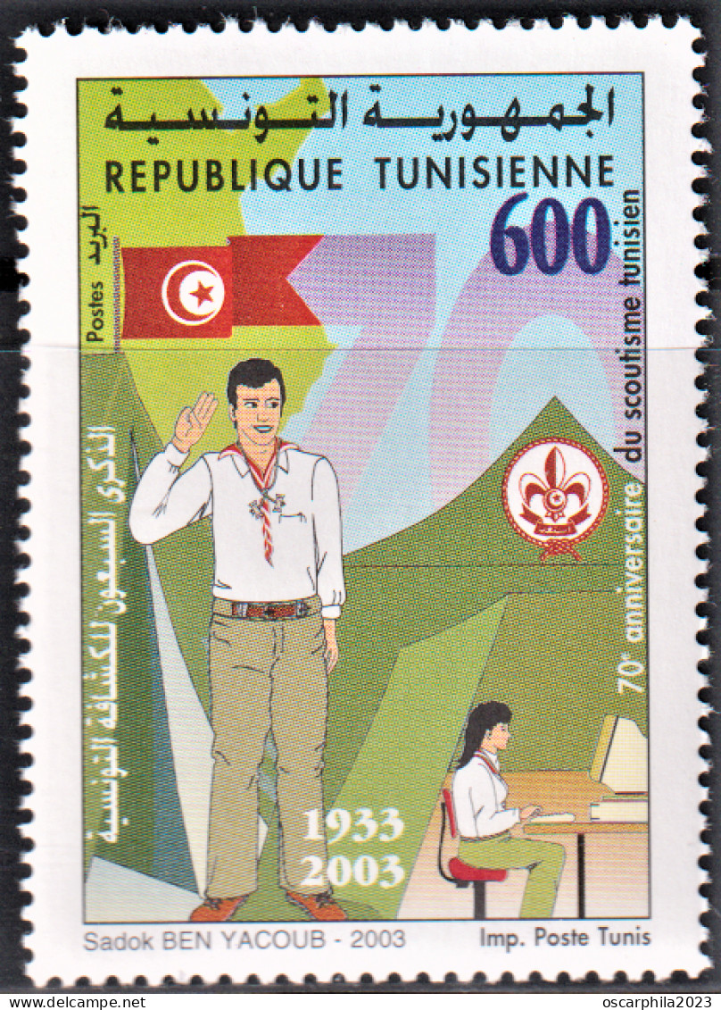 2003-Tunisie / Y&T 1479 - 70ème Anniversaire Du Scoutisme Tunisien 1V/ MNH***** - Tunesien (1956-...)