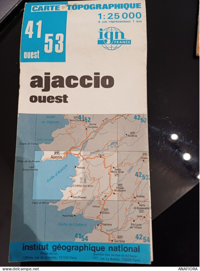 CARTE TOPOGRAPHIQUE AJACCIO 1:25000 - Topographical Maps