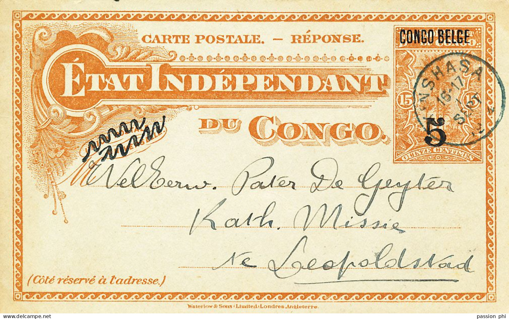 TT BELGIAN CONGO SBEP 31 TT REPLY FROM KINSHASA 16/17 09.1914 TO LEO. - Stamped Stationery