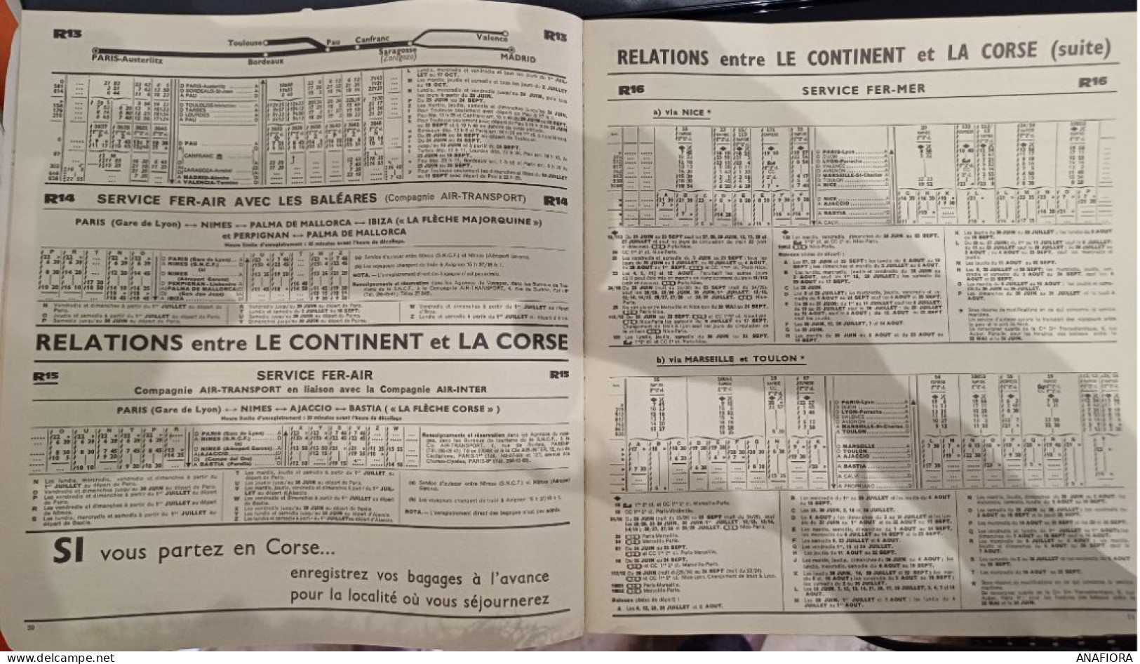 INDICATEUR OFFICIEL SNCF CHAIX SUD EST MEDITERRANEE 1966 - Europe