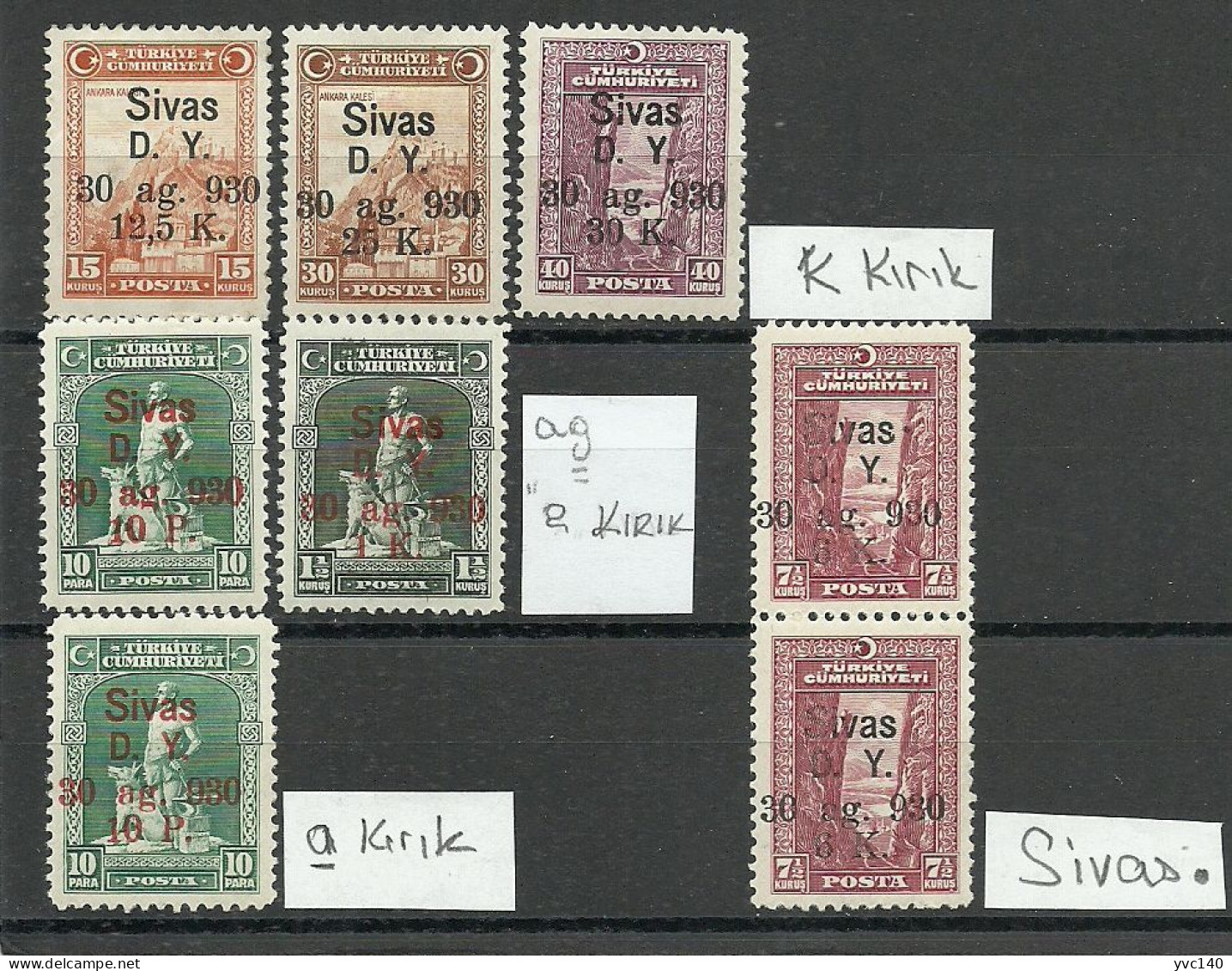 Turkey; 1930 Ankara-Sivas Railway Stamps With Some Minor ERRORS MNH**/MH* - Ungebraucht