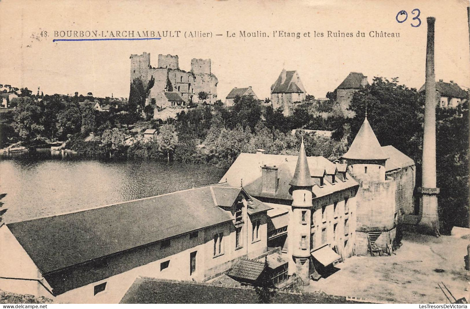 FRANCE - Bourbon L'Archambault - Le Moulin - L'étang Et Les Ruines Du Château - Carte Postale Ancienne - Bourbon L'Archambault