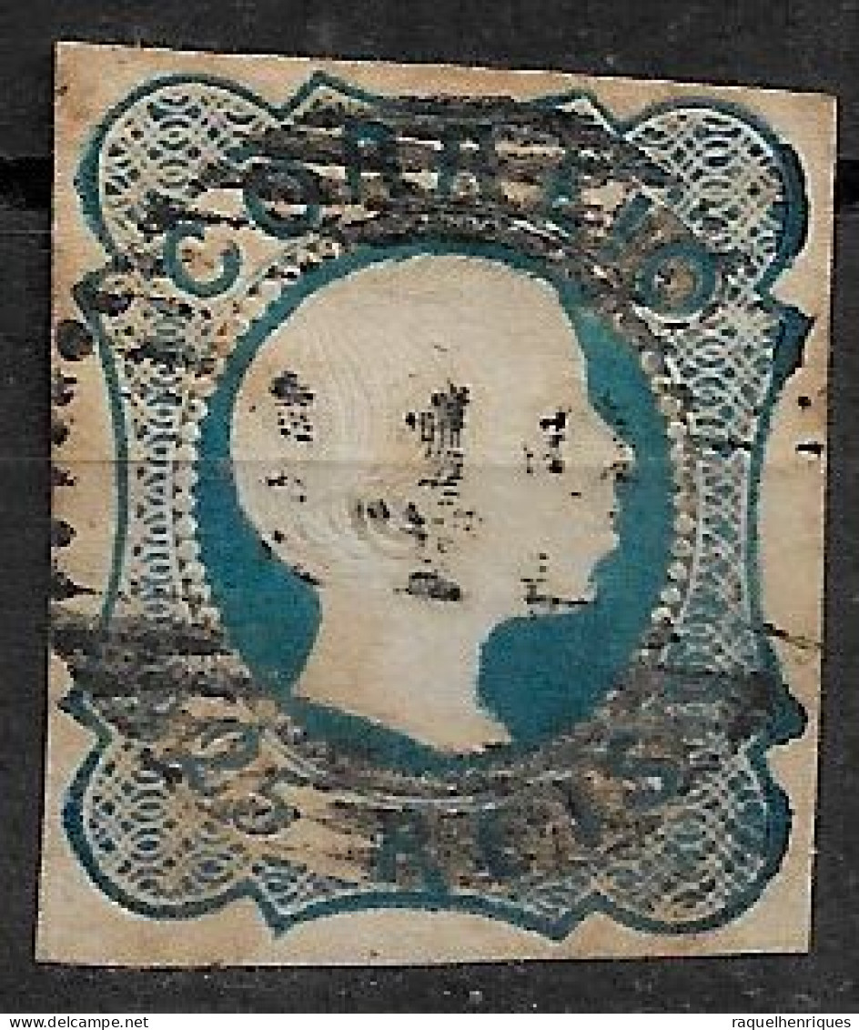 PORTUGAL 1855-56 D. PEDRO V 25R CABELOS LISOS CARIMBO (NP#94-P16-L7) - Usado