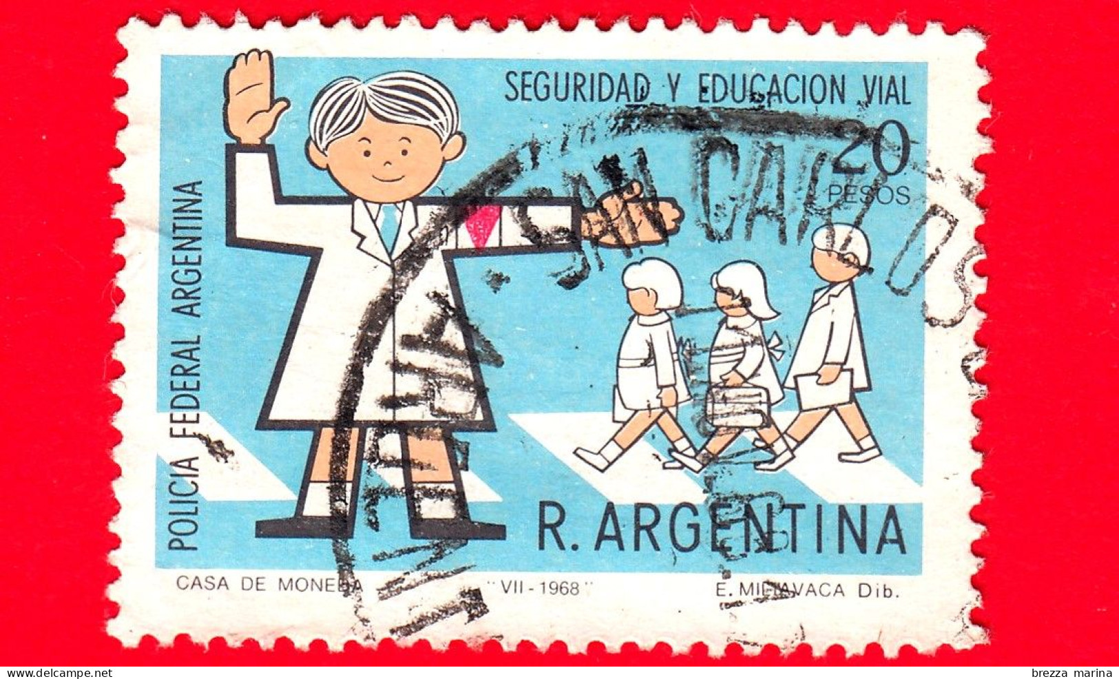 ARGENTINA - Usato - 1968 - Educazione Alla Sicurezza Stradale - 20 - Usati