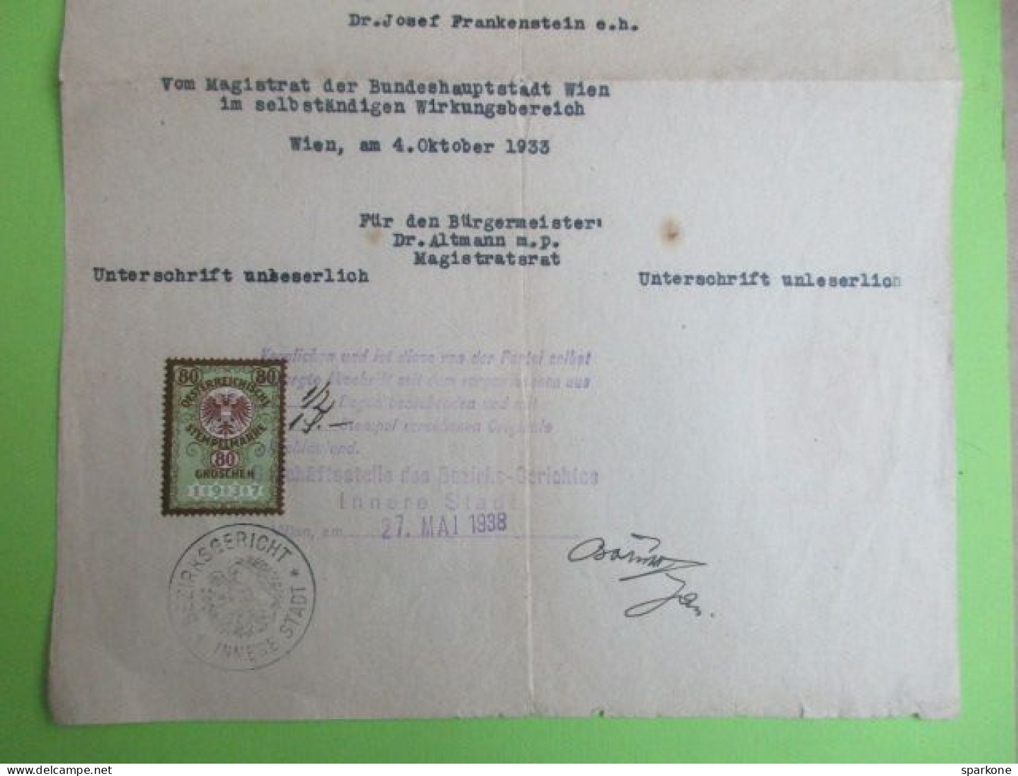 Lettres - République D' Autriche Capitale Fédérale Vienne - Timbre Fiscal 1937 - Revenue Stamps