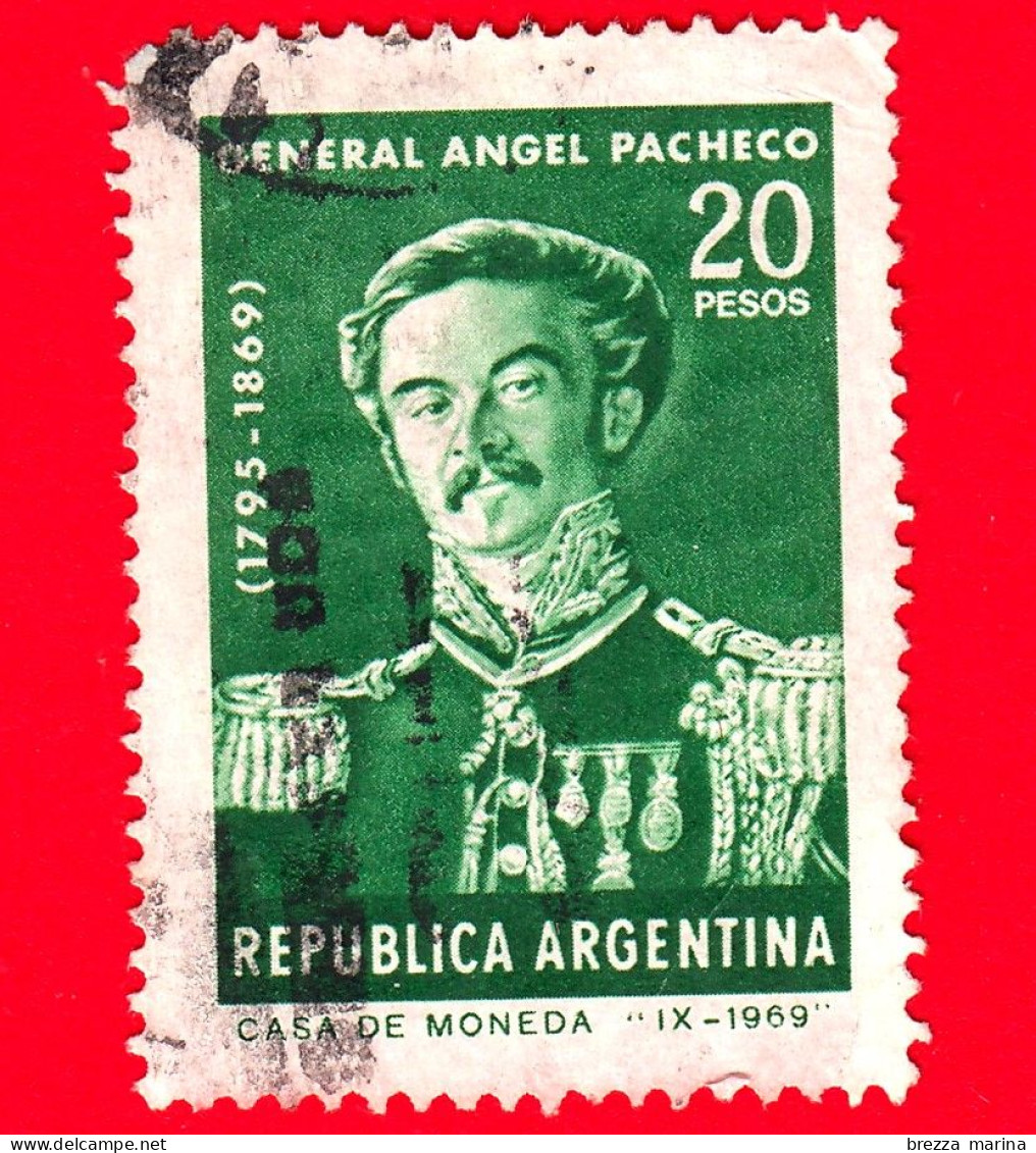 ARGENTINA - Usato - 1969 - 100 Anni Della Morte Del Generale Angel Pacheco (1795-1869) - 20 - Gebruikt