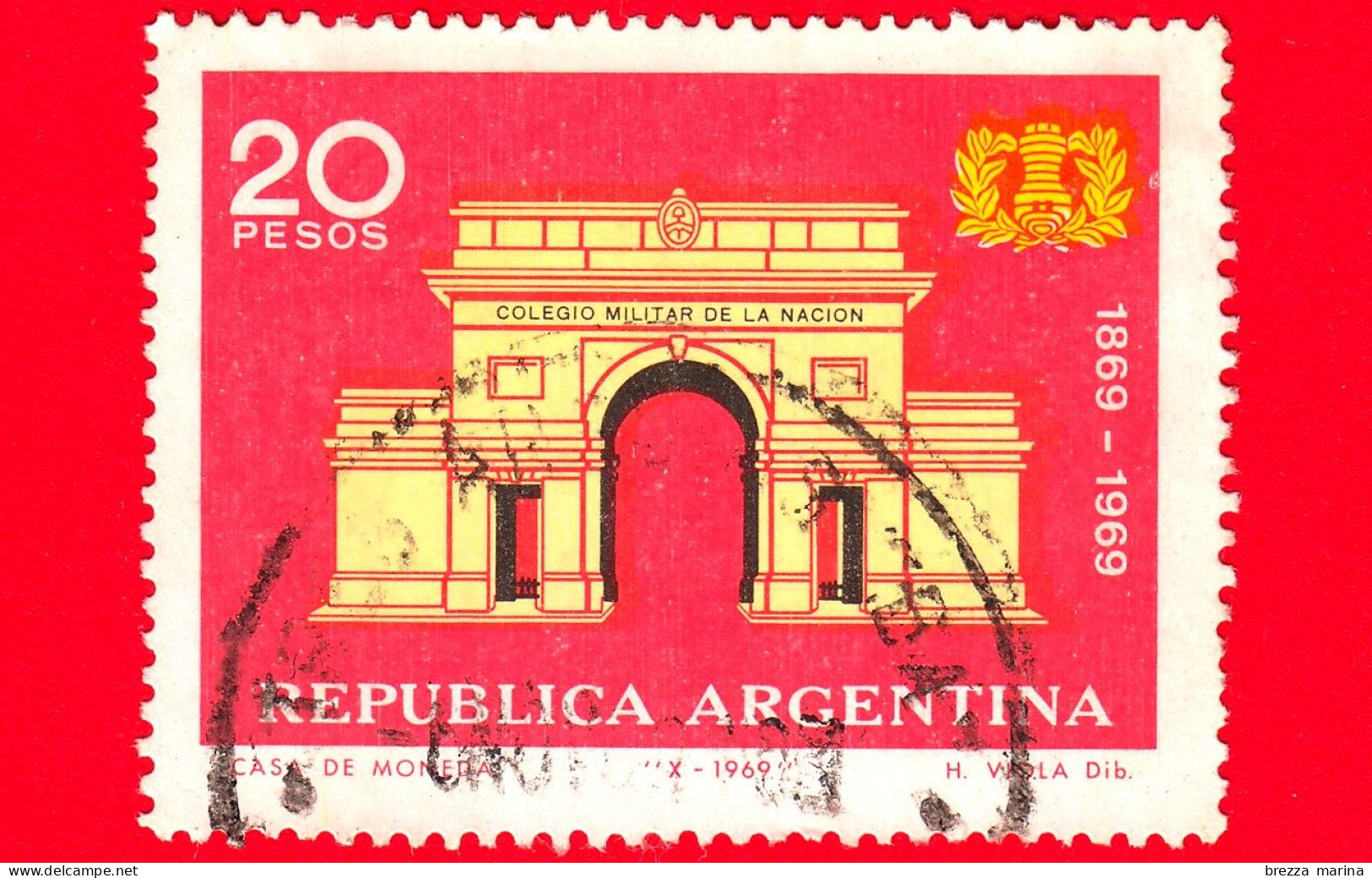 ARGENTINA - Usato - 1969 - 100 Anni Della Scuola Militare (Collegio Militare) - 20 - Gebruikt