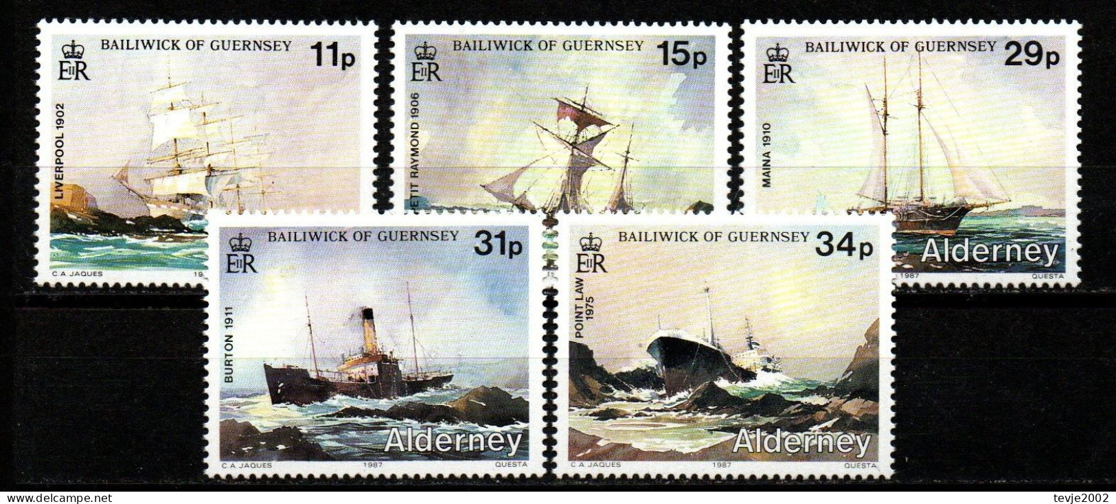 Alderney 1987 - Mi.Nr. 32 - 36 - Postfrisch MNH - Schiffe Ships - Bateaux