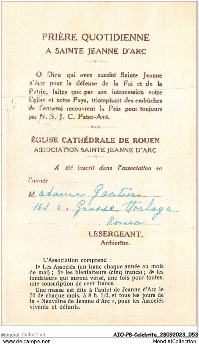 AIOP8-CELEBRITE-0734 - Sainte Jeanne D'Arc - Priez Pour Nous - Historische Persönlichkeiten