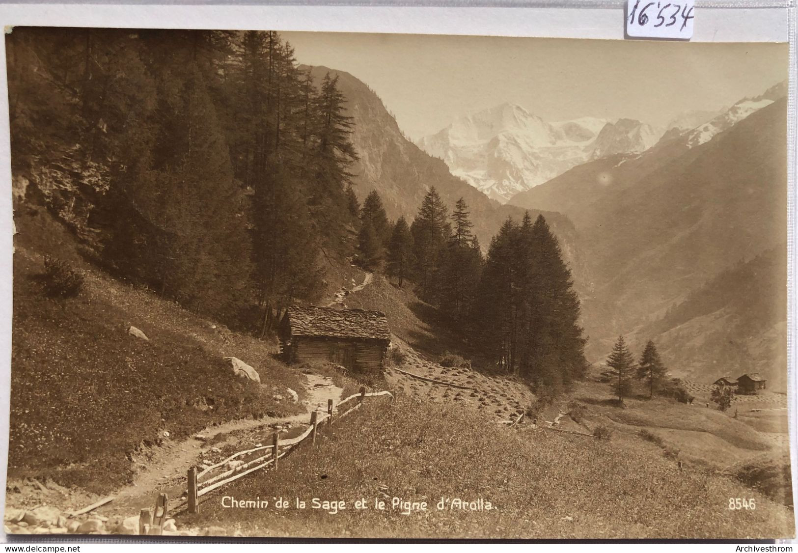 Chemin Vers La Sage Et Le Pigne D'Arola (Valais) Avec Le Cachet De L'Hôtel Au Verso (16'534) - Evolène