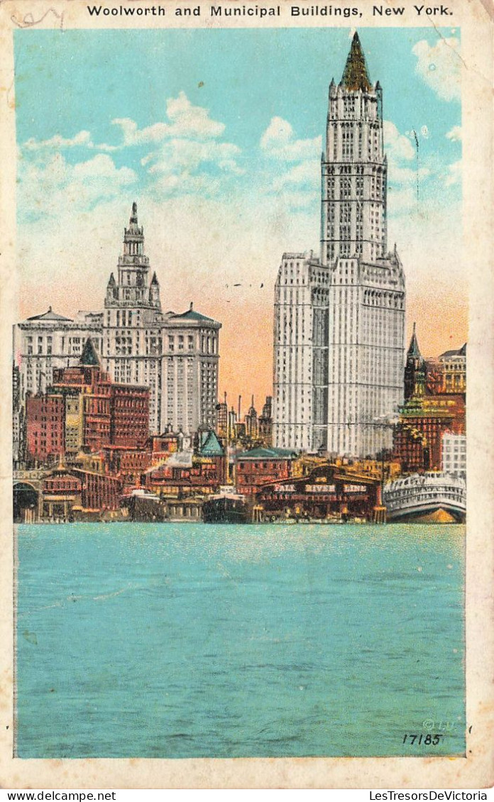 ETATS-UNI - Woolworth And Municipal Buildings - New York - Colorisé - Vue Générale - Bateaux - Carte Postale Ancienne - Other Monuments & Buildings