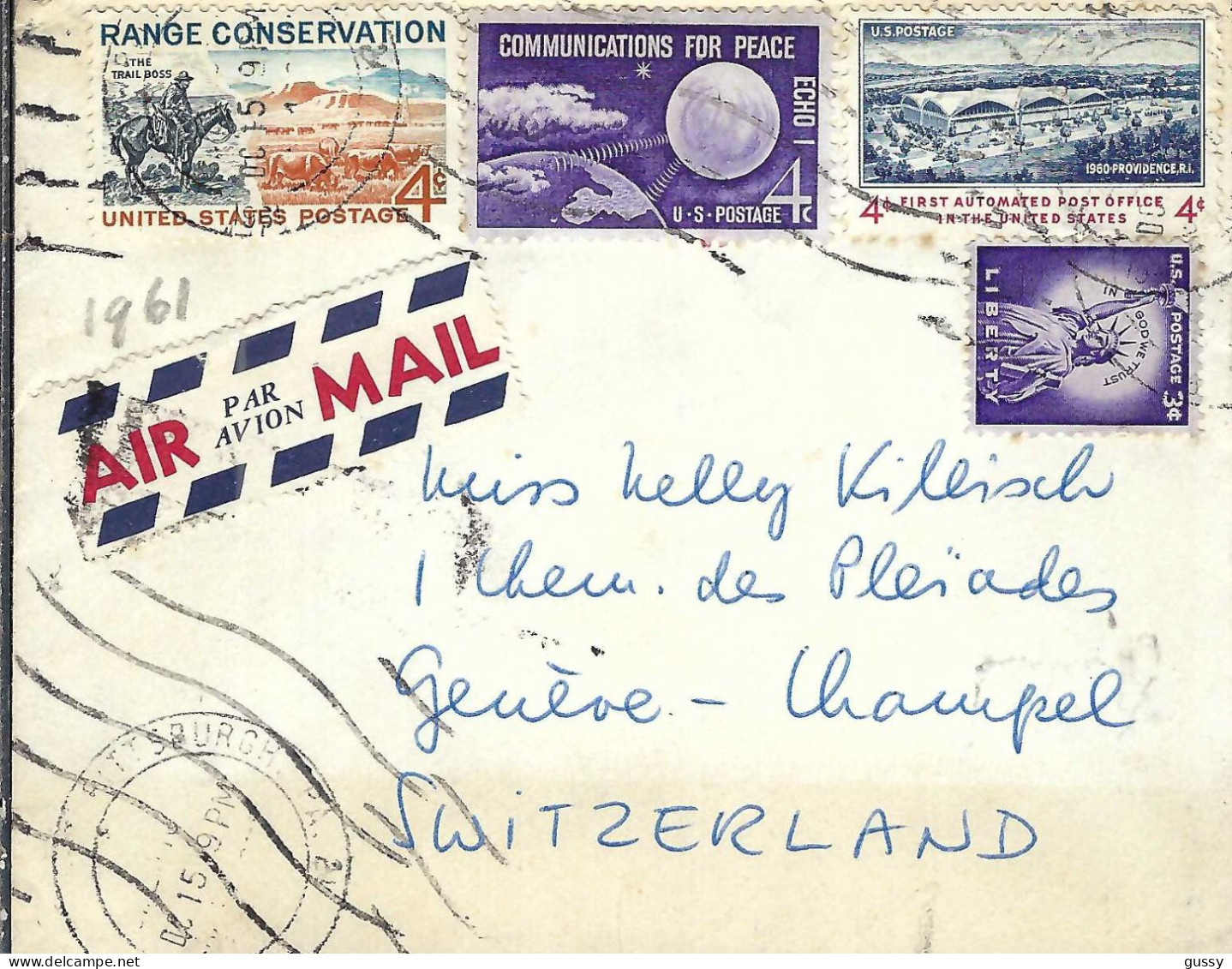 ETATS UNIS Ca.1961: LSC De Pittsburgh Pour Genève (Suisse) - Lettres & Documents