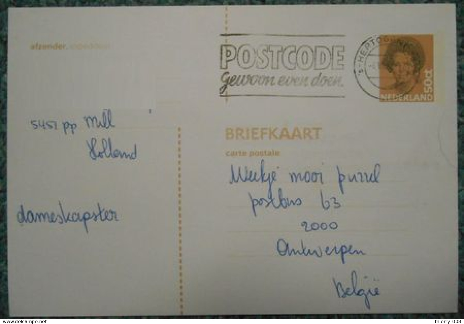 105- PAP Carte Nederland Pays-Bas Oblitération Postcode Gewoon Even Doen - Cartoline-lettere