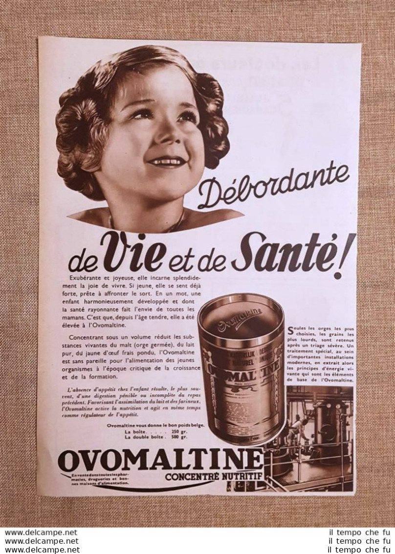 Pubblicità D'epoca Del 1936 Ovomaltine O Ovomaltina Concetrato Nutritivo - Sonstige & Ohne Zuordnung