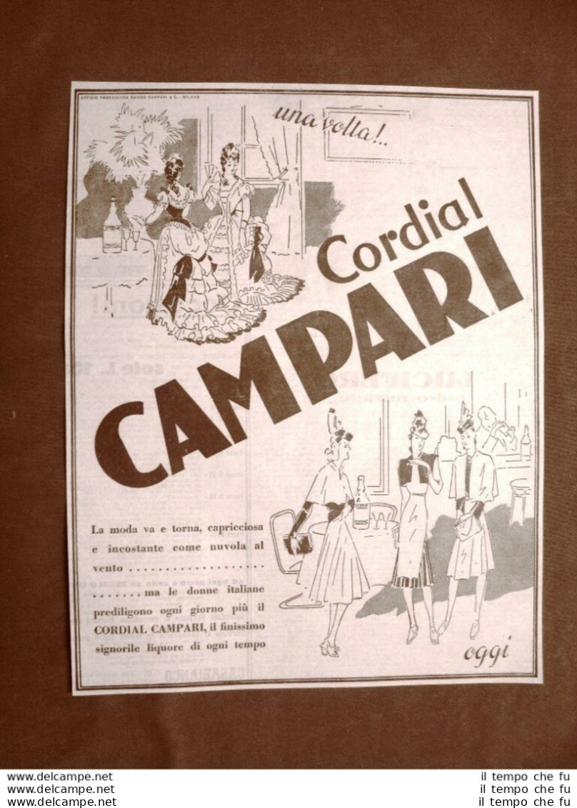 Pubblicità D'epoca Del 1940 Cordial Campari Una Volta E Oggi La Moda - Otros & Sin Clasificación