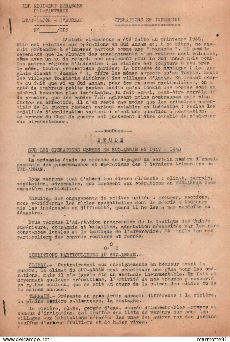 1 REI LEGION ETRANGERE OPERATIONS EN INDOCHINE 1947 1948  ARMEE FRANCAISE INDOCHINE INDOCHINA  CEFEO PROPAGANDE - Documenti