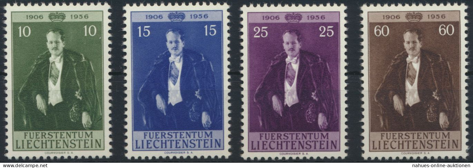 Liechtenstein 348-351 Geburtstag Fürst Franz J. Ausgabe 1956 Tadellos Kat 25,00 - Lettres & Documents