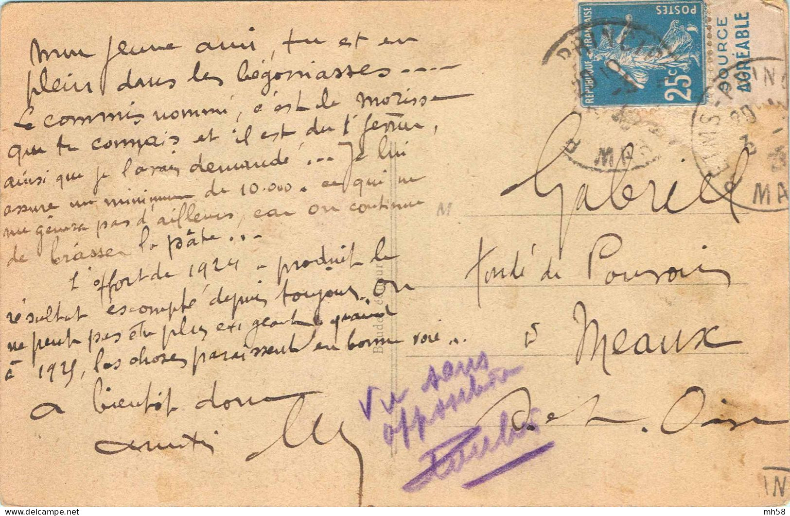 FRANCE - Carte Avec Pub De Carnet : Vichy - Illustration Jeanne D'Arc à Cheval - N° 140 25c Semeuse Bleu Type II - Lettres & Documents